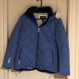 Woman’s duck down ski jacket. Never worn. Very warm and stylish. Light blue.
